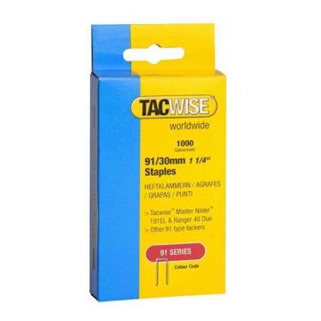 Tacwise 30mm Narrow Crown Staples (Box 1000)
