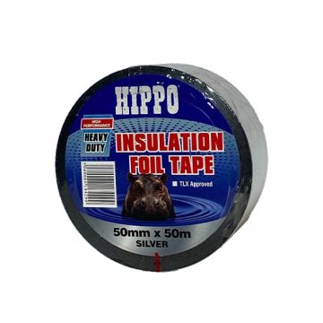 Hippo Heavy Duty Silver Insulation Foil Tape - 50 Metres x 50mm