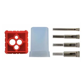Tileasy WCDGS Diamond Bit Set (6, 8, 10 & 12mm) With Water Cooling Drill Guide