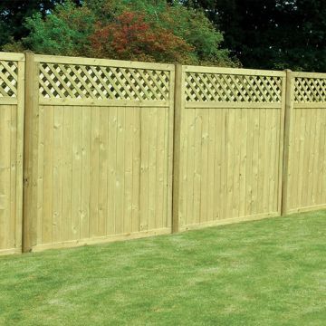 Timber Tongue & Groove Lattice Top Fence Panel - 1800mm Wide