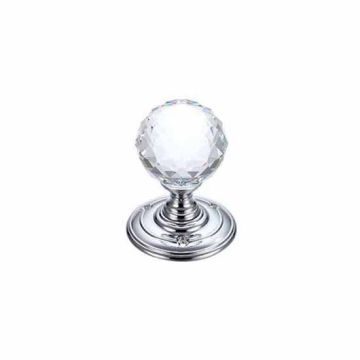Glass Ball Mortice Knob Facetted Clear 55mm FB301CP