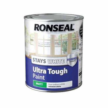 Ronseal 37526 750ml Matt White Ultra Tough Paint