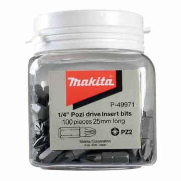 Makita P-49971 Tub(100) 25mm x PZ2 S.driver Bits