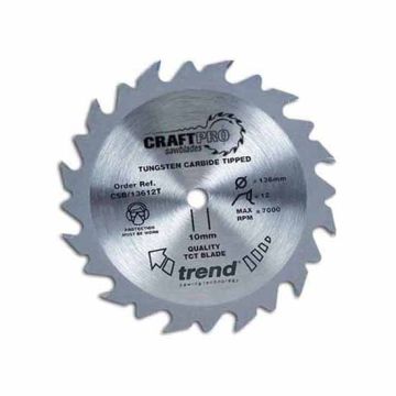 Trend CSB/13624T  136mm Dia 10mm Bore 24 Tooth Thin Kerf Saw Blade