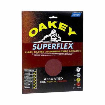 Oakey Assorted Superflex Sanding Sheets 230x280mm 3 sheets