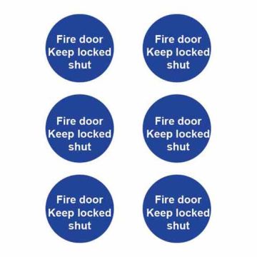 PVC 0153 Fire Door 'Keep Locked Shut Sign' Pack of 6 - 300 x 200mm