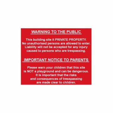 'Building Site Warning to Public and Parents' (4251)