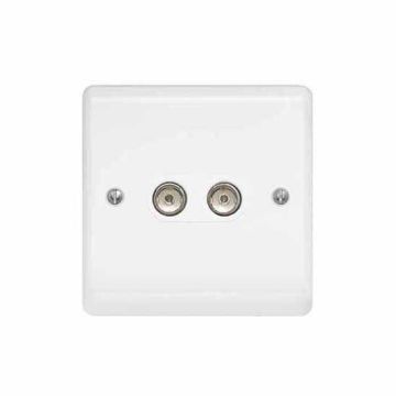 Contactum A2148 Aspire Moulded 2 Gang Non-Isolated Coaxial Socket 2 Downleads White