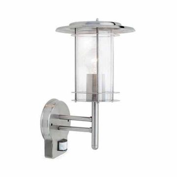 Saxby York 4479782 IP44 Polished Stainless Steel PIR Wall Light