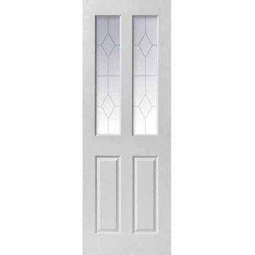 JB Kind Canterbury White 2 Light Etched Glazed Internal Door