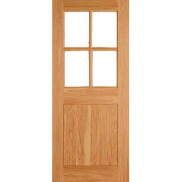 LPD Oak Veneered Cottage 4 Light Clear Bevel Glazed External Door