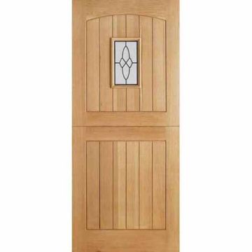 LPD Oak Veneered Cottage Stable 1 Light Leaded Glazed Dowelled External Door