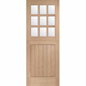 XL Oak Veneered Stable 9 Light Clear Glazed M&T  External Door