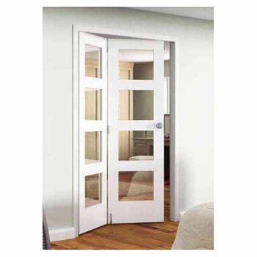 Jeld-Wen Shaker White Primed 4 Light Clear Glazed Internal Roomfold Door Set