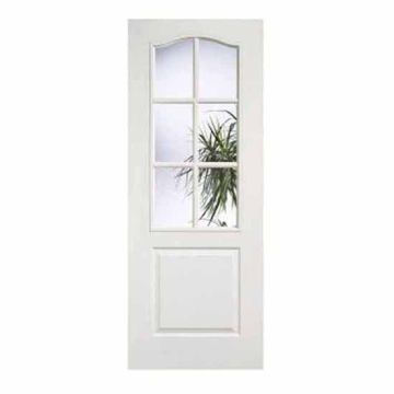 LPD Textured Classical 6 Light Clear Glazed White Moulded HC Internal Door