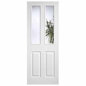 LPD Textured 2 Light Clear Glazed White Moulded HC Internal Door