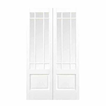 LPD Downham 9 Light Clear Bevel Glass White Primed S/C Internal Door Pair RHP