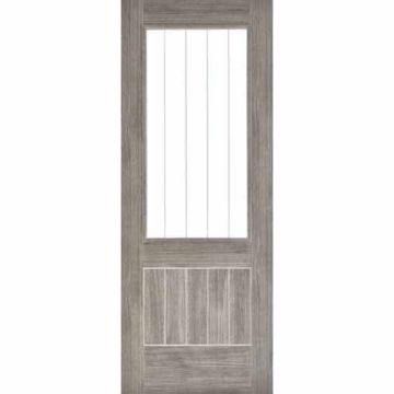 LPD Mexicano Clear & Etched Glass Light Grey Laminate Finish Semi Solid Internal Door