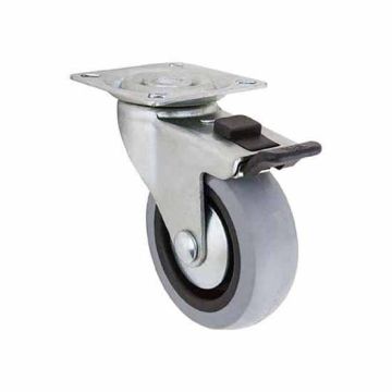 Select Swivel Plate Castor with Brake Grey TPR