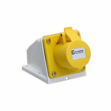 Europa IP44 110 Volt 2 Pin + Earth Yellow Industrial Surface Socket