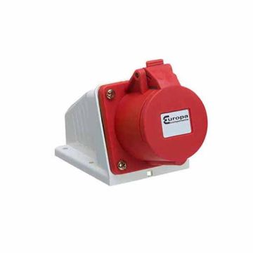 Europa IP44 415 Volt 3 Pin - Neutral - Earth Red Industrial Surface Socket