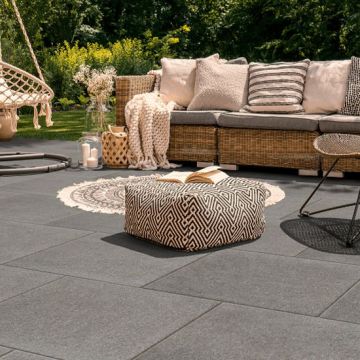 Tobermore Textured Flags - 600 x 600 x 40mm Lifestyle Charcoal