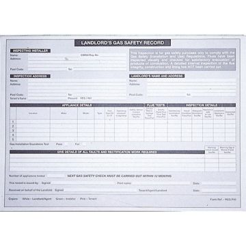 Todays Tools Landlord Gas Safety Report Pad