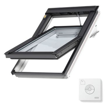 Velux GGL 206830 White Painted Solar Integra Noise Reduction Centre Pivot Roof Window