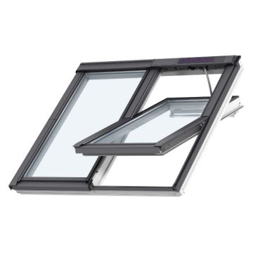 Velux GGLS 206630 White Painted 2-in-1 Solar Triple Glazed Centre Pivot Roof Window - Outdoor View