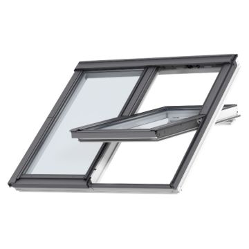 Velux GGLS 2070 White Painted 2-in-1 Centre Pivot Roof Window - Outdoor View