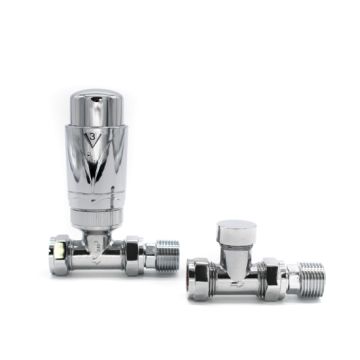 Westherm 05925 Straight TRV with Lockshield Valve Set - 1/2" Male BSP x 15mm Compression