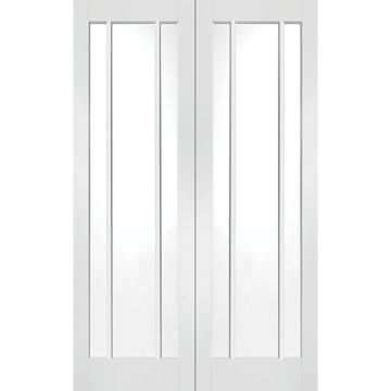 XL White Primed Worcester Clear Glazed Pair of Internal Doors