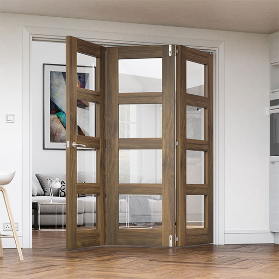 Deanta Walnut Veneer Pre-Finished Room Folding System Frame Kit