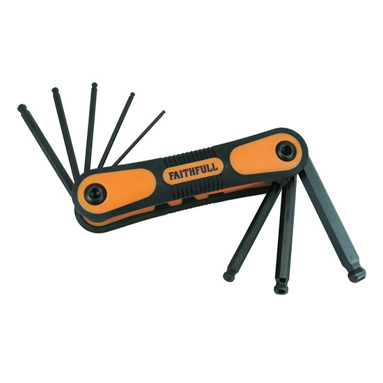 Faithfull HKSF8MB Folding Hex Key Set - Ball End - Metric