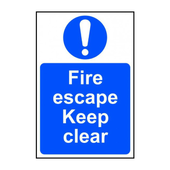 Fire Escape Keep Clear PVC Sign - 200 x 300mm