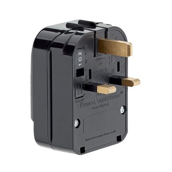 Greenbrook SCP-B-13A Schuko Black Non-Earth Converter