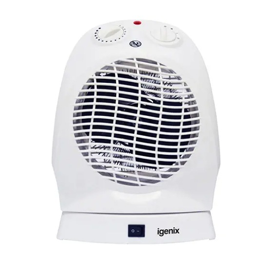 Igenix IG9021 White 2Kw Oscillating Upright Fan Heater - 290 x 220 x 180mm