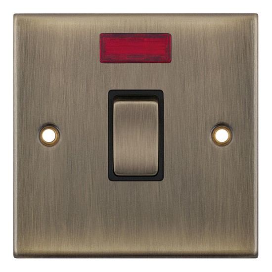 LGA Selectric DSL616 Antique Brass 20A Double Pole Switch with Neon