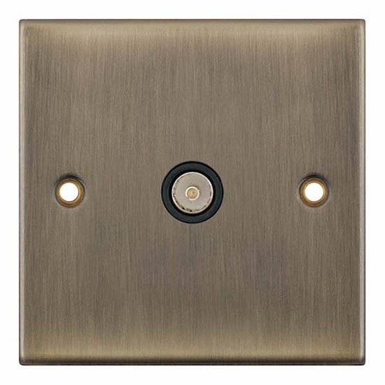 LGA Selectric DSL633 Antique Brass Black Insert TV/FM Coaxial Outlet