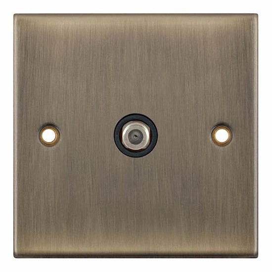 LGA Selectric DSL635 Antique Brass F Type Satellite Socket - 86 x 86 x 5mm