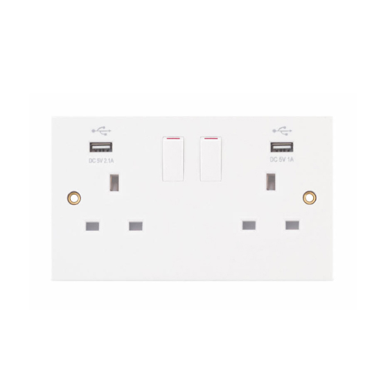 LGA Selectric SQ-USB 13Amp 2 Gang Switched