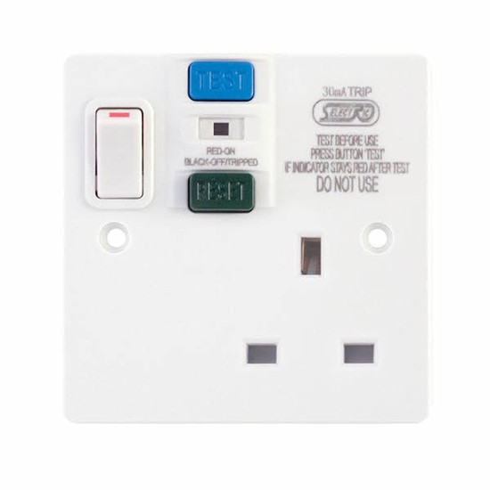 Selectric LGA SPL2 RCD 1 Gang Socket - 86 x 86 x 11mm