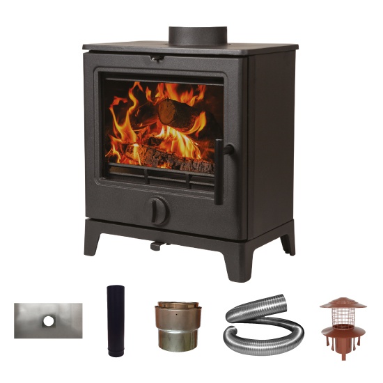 MiFires Derwent 5Kw Multi-Fuel Eco Design Stove inc. Flue Pack