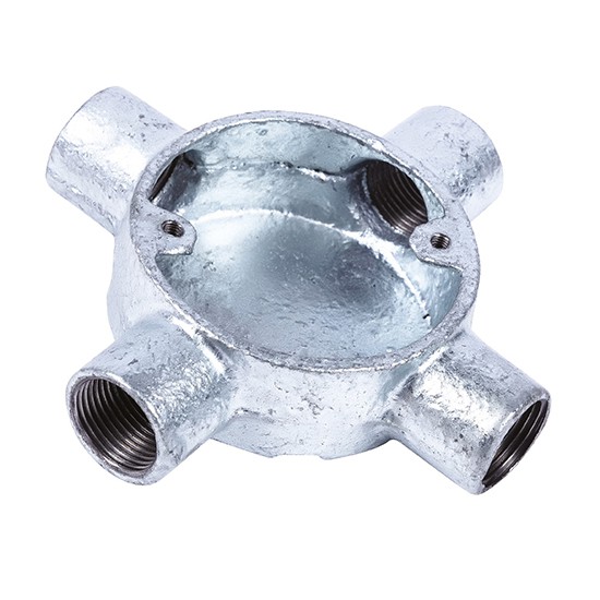 Niglon 20mm 4 Way Malleable Galvanised Intersection Conduit Box