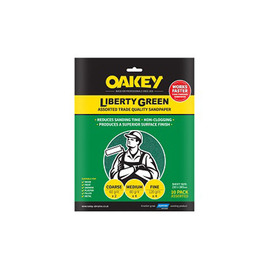 Oakey Liberty Green Sanding Sheets - pkt 3 assorted - 66261116761