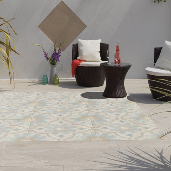 Pavestone Mosaic Beige Porcelain Paving - 600 x 600 x 20mm Lifestyle 1