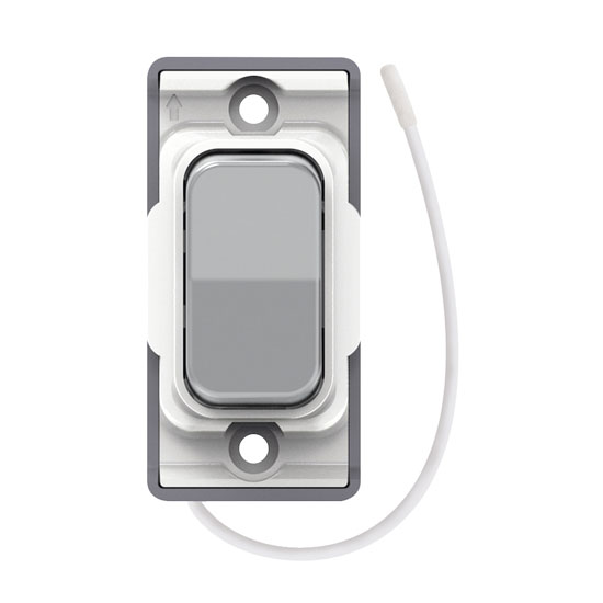 Selectric SGRID360-490 Satin Chrome Retractive On-Off Switch with White Insert