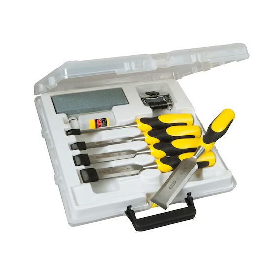Stanley 5-16-421 5-Piece Dynagrip Wood Chisel Set with Stone & Oil