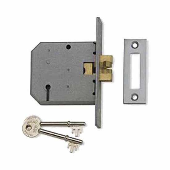Union 3 Lever 3" Mortice Sliding Door Lock 2477 Satin Chrome