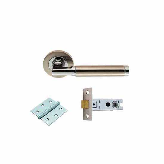 Carlisle GK006SNCP/INTB Belas Satin Nickel/Chrome Pl  Lever on Rose Latch Pack 
